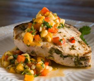 Grilled Swordfish with Banana Papaya Salsa