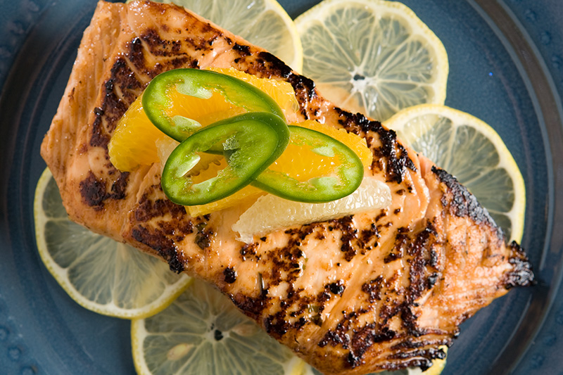 Salmon Fillet with lemons and jalapenos 