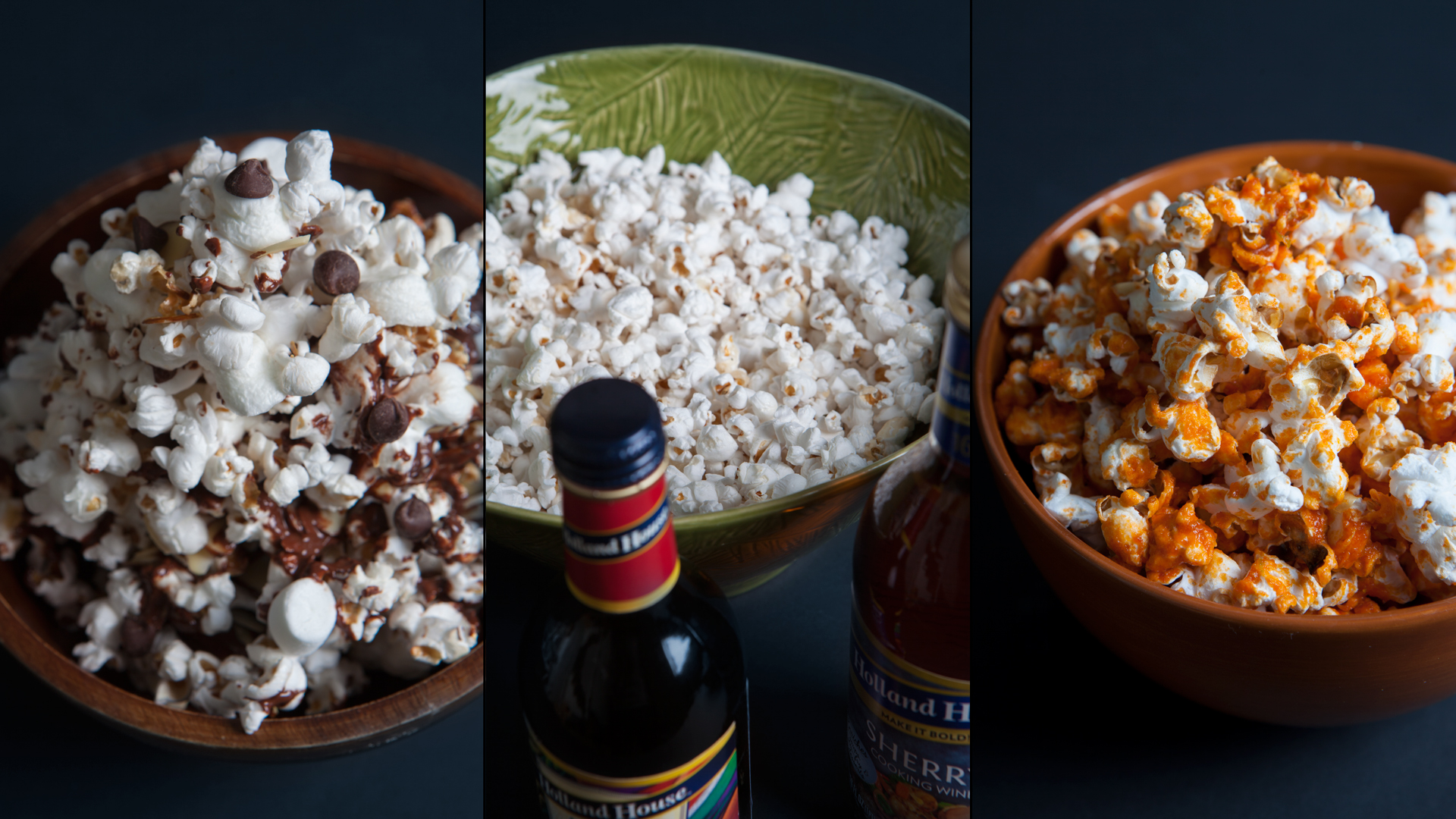 Three types of popcorn