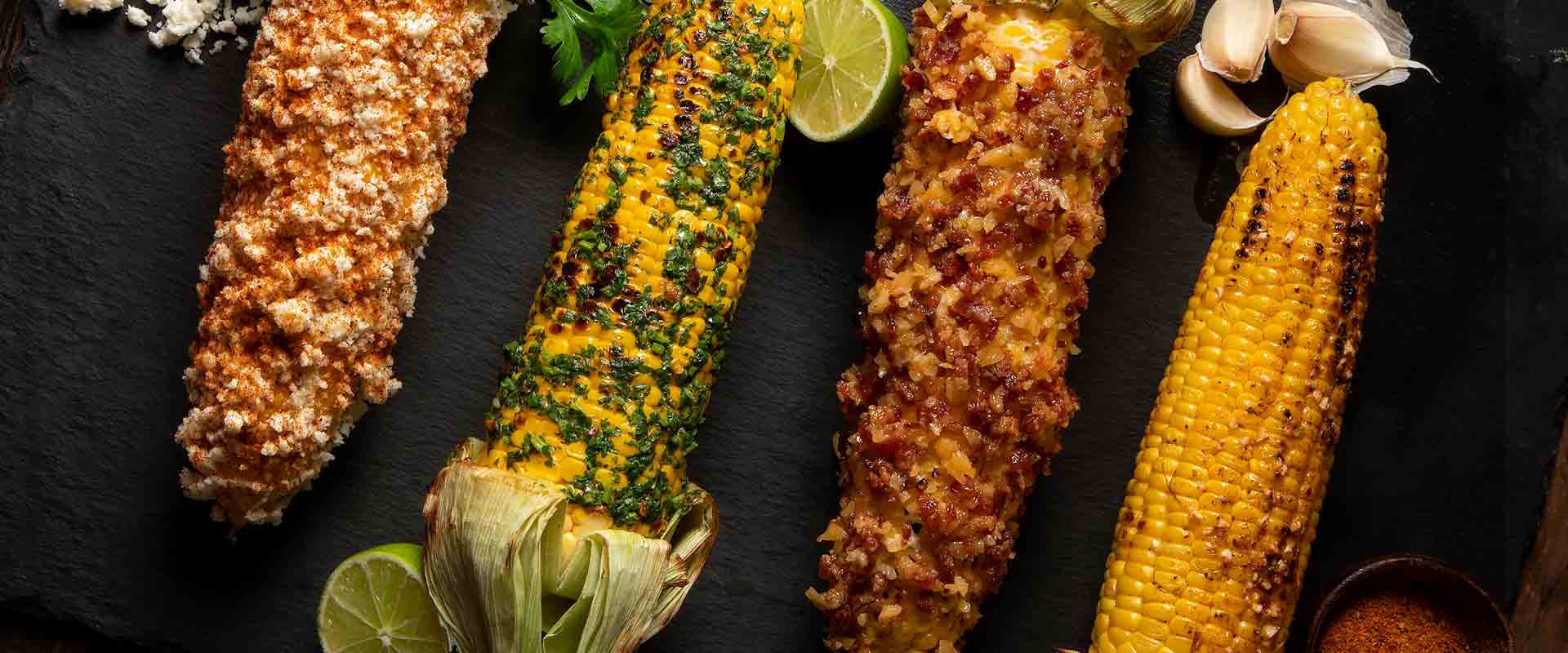 Four styles of corn on the cob