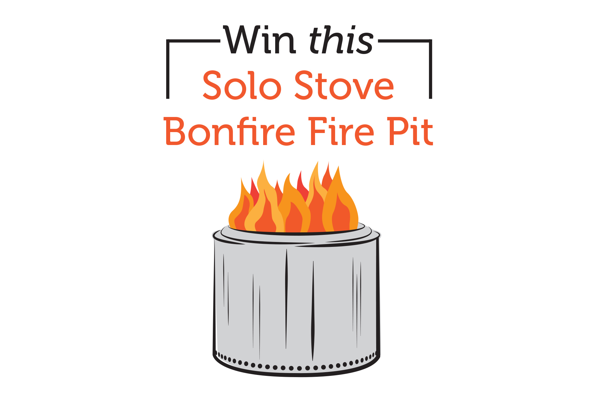 bonfire pit illustration with text: win this solo stove bonfire fire pit